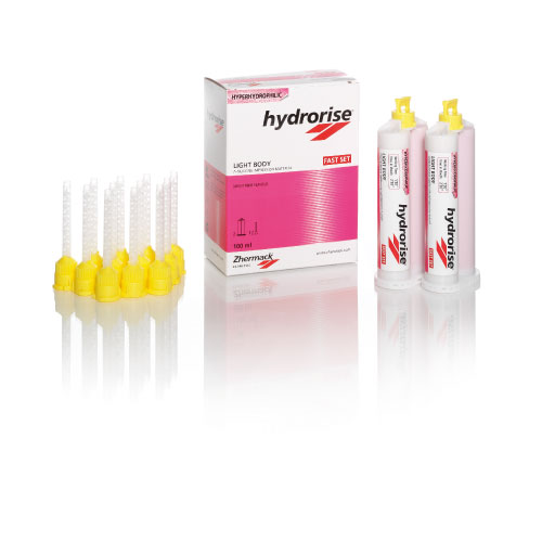 Silicone A - Hydrorise Light Fast 2 cartucce da 50 ml 12 puntali miscelazione gialli