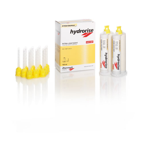 Silicone A - Hydrorise Extra Light Fast 2 cartucce da 50 ml 12 puntali miscelazione gialli