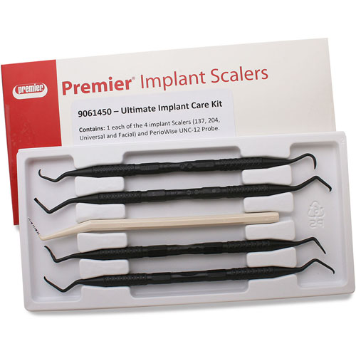 Ultimate Implant Care Kit: 4 scaler per impianti (1 per tipo), Sonda PerioWise UNC-12