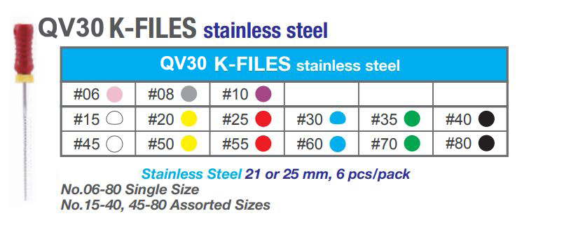Guide File Inox Self K-FILE INOX 25 MM. 45-80 6 PZ.